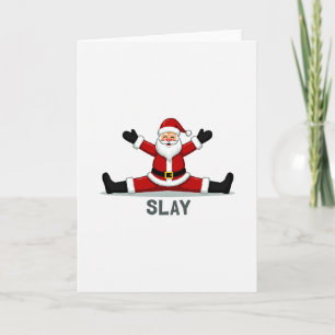 Rolig julkort med Santa Claus som gör spagat på in Kort
