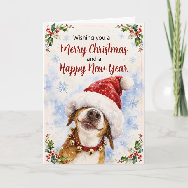 Rolig julkort med Santa Hund Helgkort (Framsida)