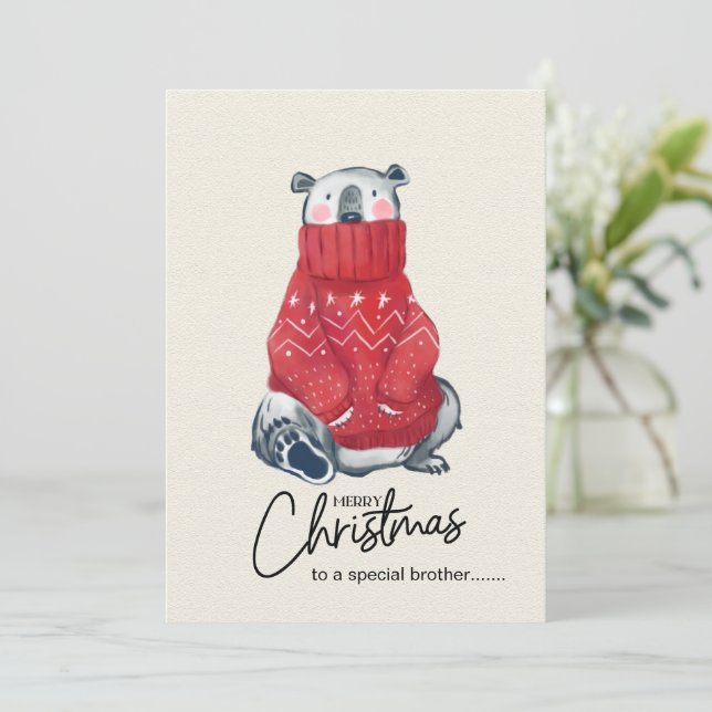 Rolig julkort, Rolig bror jul  Julkort (Stående Fram)