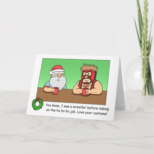 Rolig julkort: Santas arbetslivserfarenhet Helgkort (Framsida)