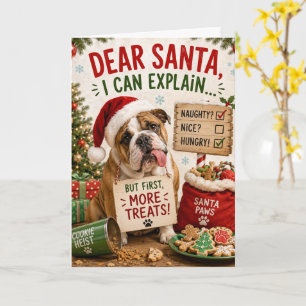 Rolig julkortdesign med Bulldog – Kära Tomte Kort