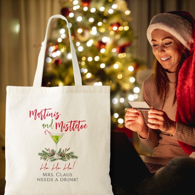 Rolig julmartini och misteltoe-helgdag tygkasse (Skapare uppladdad)