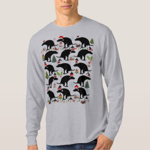 Rolig Julmönster med Hund som Bajsar T Shirt