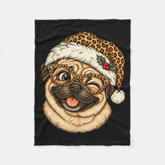 Rolig julmops med leopard Santahatt Söt Fleecefilt