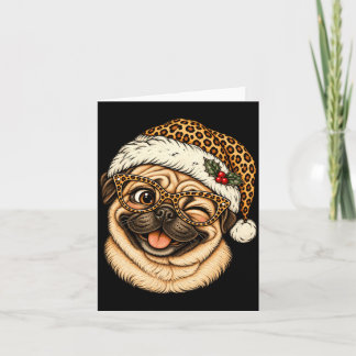 Rolig julmops med leopard Santahatt Söt Kort