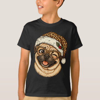 Rolig julmops med leopard Santahatt Söt T Shirt