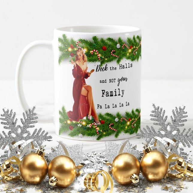 Rolig julmugg Bästa vän "Deck the Halls" Kaffemugg (Skapare uppladdad)