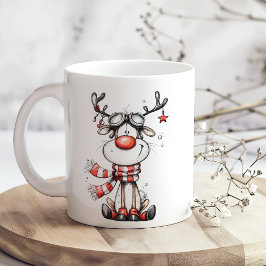 Rolig julmugg med ren – Å hjort! Kaffemugg