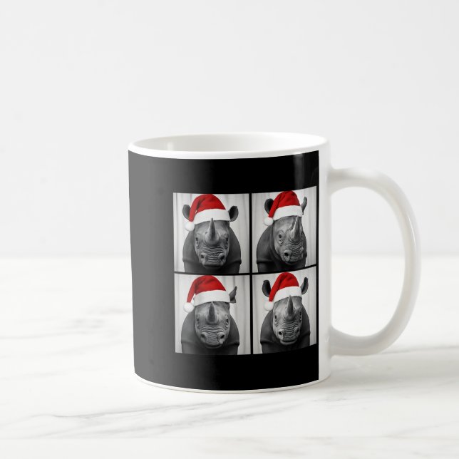 Rolig julnoshörning jultomte fotobås safari kaffemugg (Höger)