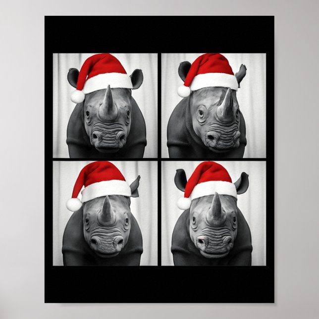 Rolig julnoshörning Santa fotobox Safari Poster (Framsidan)