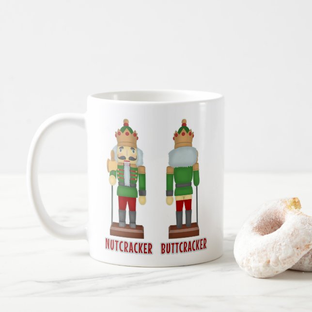 Rolig julnötknäppare humoristiska Buttcracker Kaffemugg (Med munk)