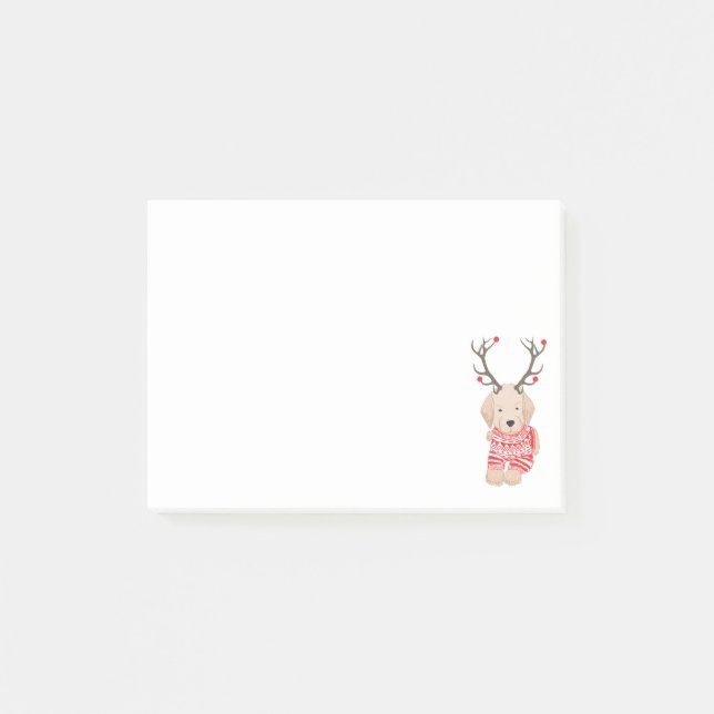 Rolig julren Golden Retriever-valp Post-it Block (Framsida)