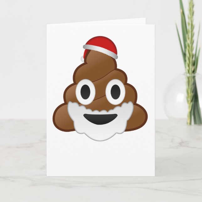 Rolig julSanta Poop Emoji Helgkort (Framsida)