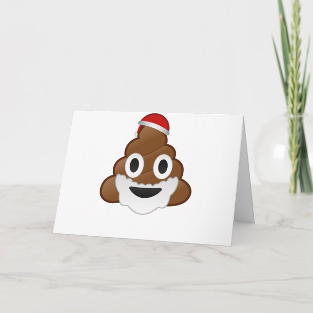 Rolig julSanta Poop Emoji Helgkort (Framsida)