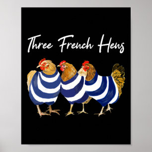 Rolig julskämt Tre franska höns Kyckling skämt Poster