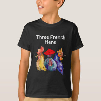 Rolig julskämt Tre franska höns Kyckling skämt T Shirt
