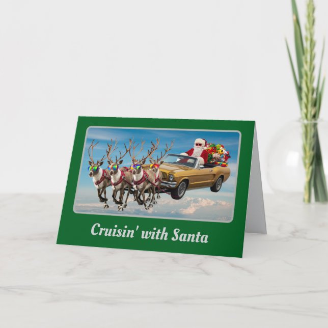 Rolig julsportsbil från Tomte Kort (Framsida)