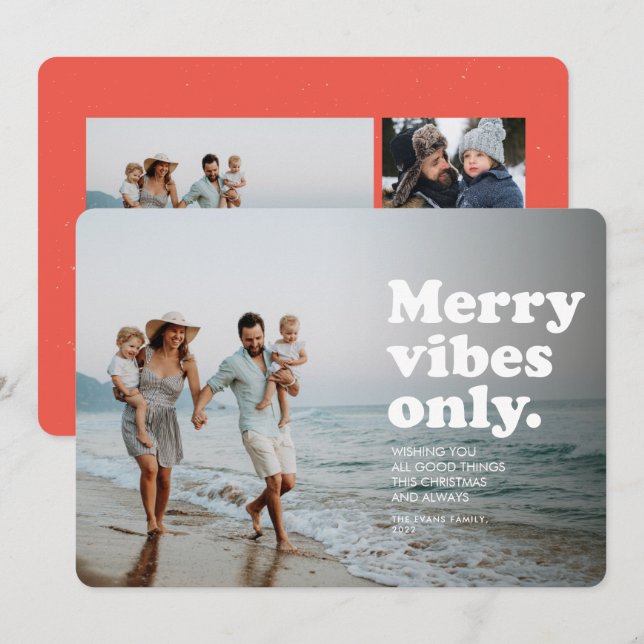 Rolig julstämning endast rolig retro jul fotokort julkort (Fram/baksida)