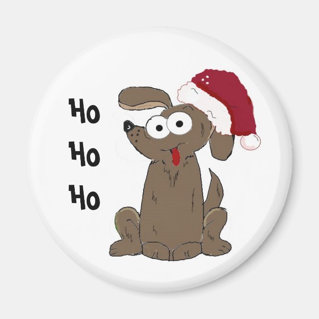 Rolig jultecknad hund magnet (Framsidan)