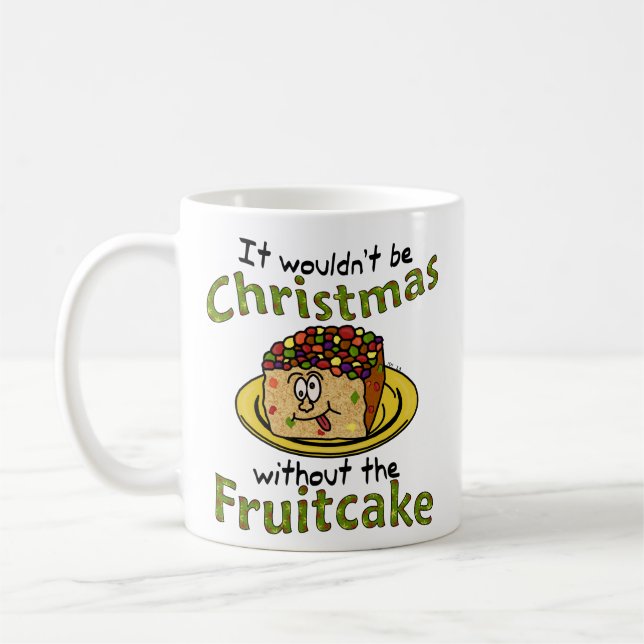 Rolig jultecknadFruitcake Kaffemugg (Vänster)