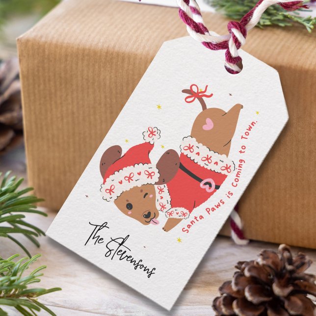 Rolig jultomte dachshund jul presentetikett (Skapare uppladdad)