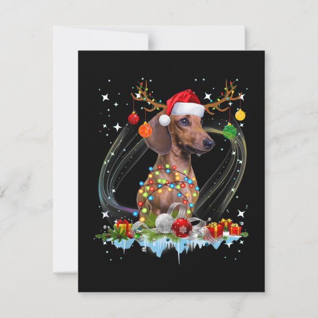 Rolig jultomte dachshund renlykta jul anteckningskort (Framsida)