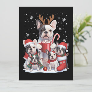 Rolig jultomte fransk bulldog hundar jul julkort