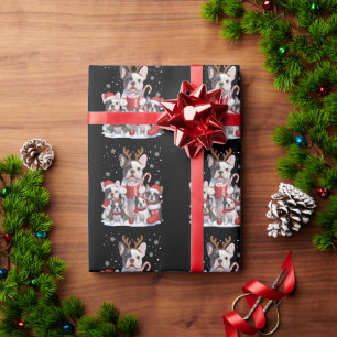 Rolig jultomte fransk bulldog hundar jul presentpapper