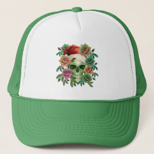 ROlig JULTOMTE GRÖN DÖDSKALLE OCH JULFLORAL Keps