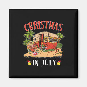 Rolig jultomte Hawaii Retro Camping Husbil Jul i J Magnet