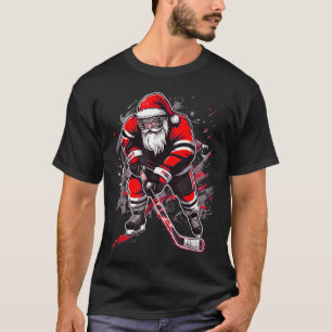 Rolig jultomte hockey jul retro vinter spelare X T Shirt