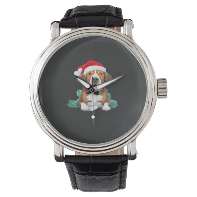 Rolig jultomte hund Oversized T-Shirt Armbandsur (Framsida)