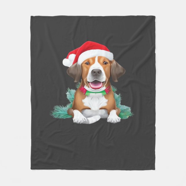 Rolig jultomte hund Oversized T-Shirt Fleecefilt (Framsidan)