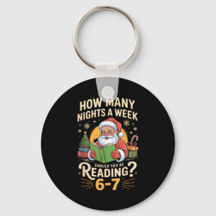 Rolig jultomte läser 67 Meme Tee jul lärare Nyckelring