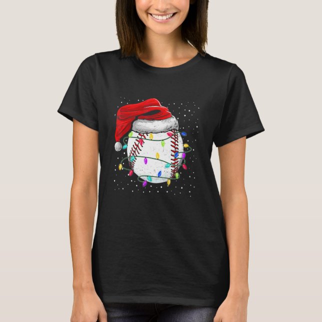 Rolig jultomte mössa baseball julbelysning basebal t shirt (Framsida)
