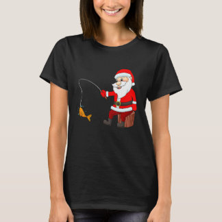 Rolig jultomte som fiskar julfisk skämt jul t shirt