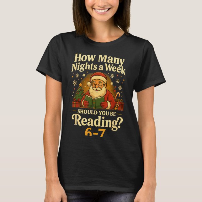 Rolig jultomte som läser 67 Meme T-shirt jul lärar (Framsida)