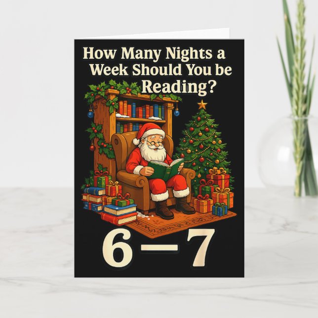 Rolig jultomte som läser 67 Meme Tee jul lärare  Kort (Framsida)