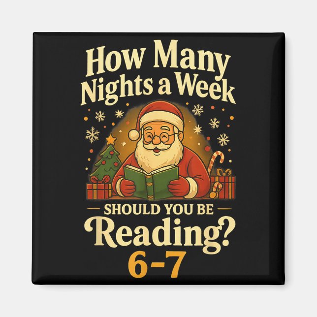 Rolig jultomte som läser 67 Meme Tee jul lärare  Magnet (Framsidan)