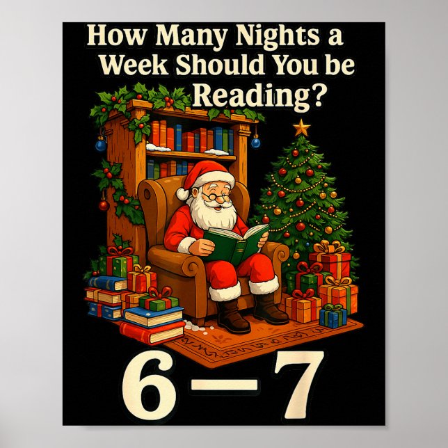 Rolig jultomte som läser 67 Meme Tee jul lärare  Poster (Framsidan)
