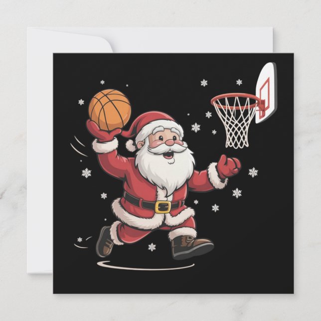 Rolig jultomte som spelar basket julpresent jul julkort (Framsida)