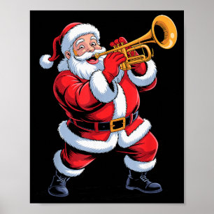 Rolig jultomte som spelar trumpet Holiday Jul Xmas Poster