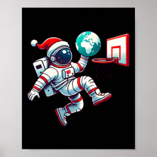 Rolig jultomtehatt astronaut dunkar jord basketbol poster