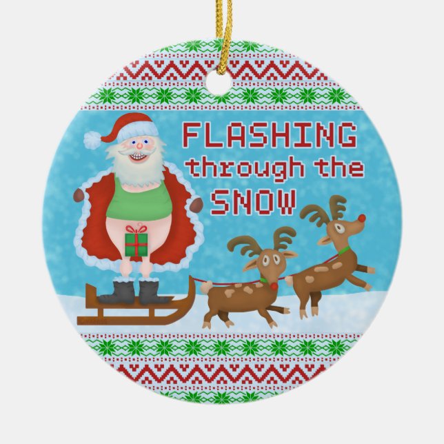 Rolig jultomten för jul som | exponerar till och julgransprydnad keramik (Framsidan)