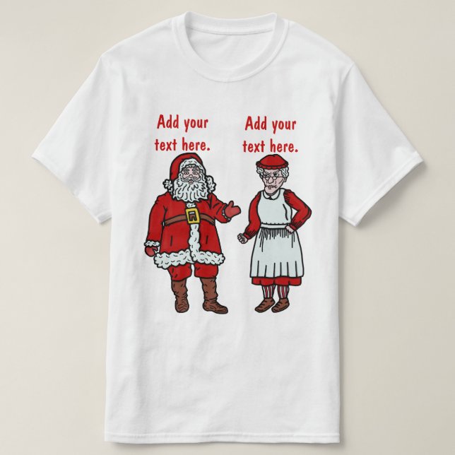 Rolig jultomten & Fru julpersonlig T Shirt (Design framsida)