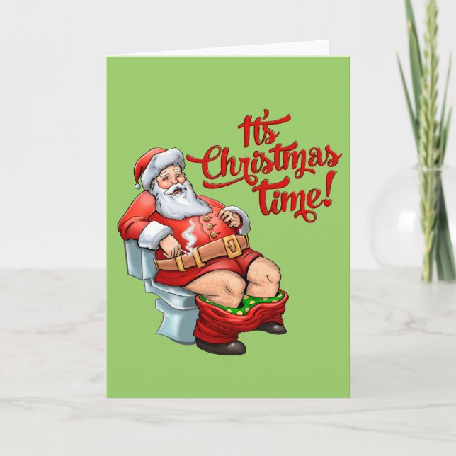 Rolig jultomten ha grov jul helgkort (Framsida)