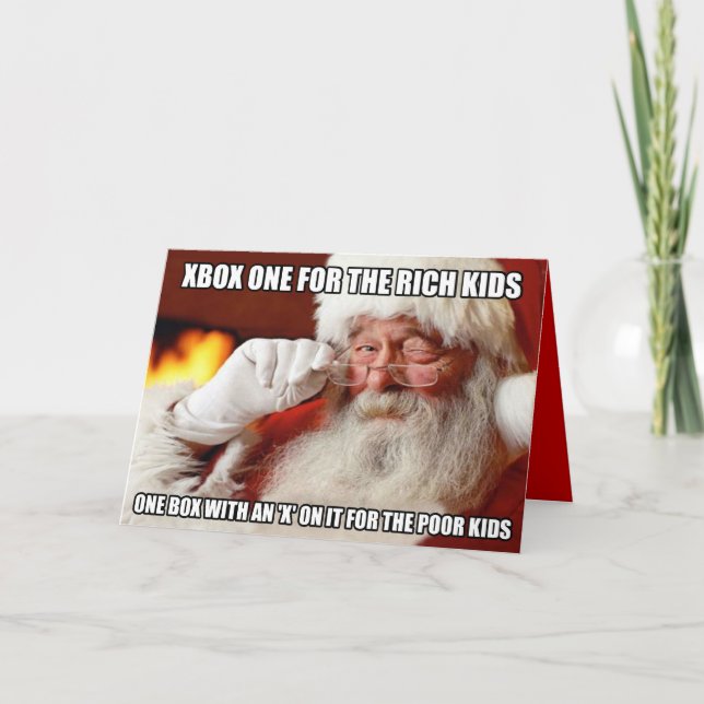 Rolig jultomten Xbox en meme Helgkort (Framsida)