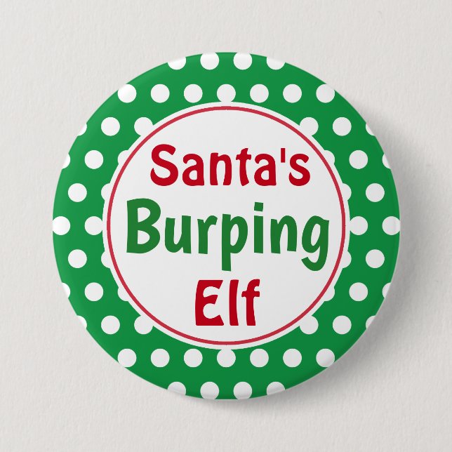Rolig jultomtes rapande tomte julknapp pin knapp (Framsida)