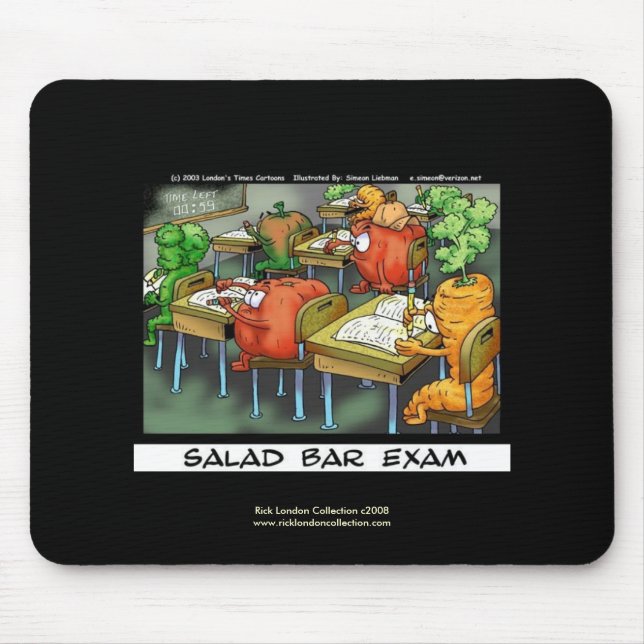 Rolig Jurist Tecknad Musmatt  "Salad Bar Exam Musmatta (Framsidan)
