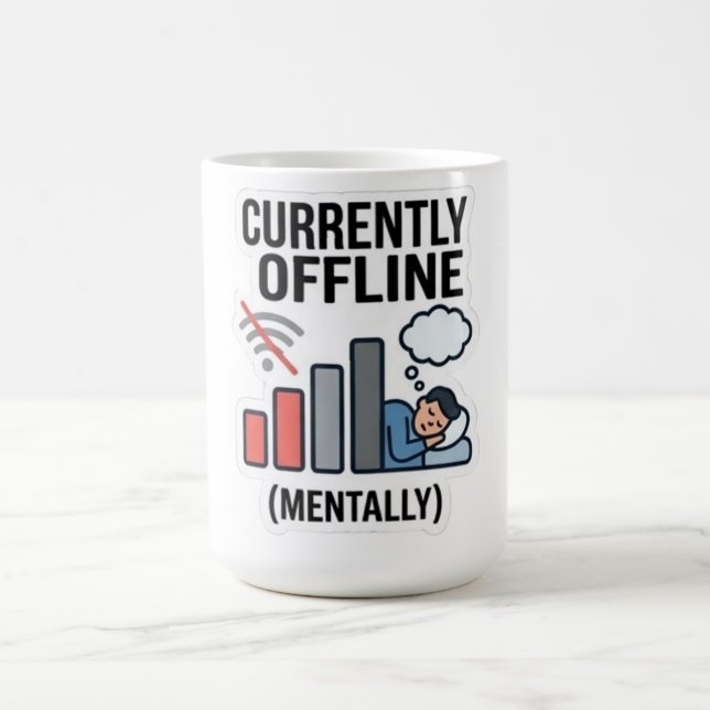 Rolig "Just nu Offline Mentalt" Utbrändhet Humor T Kaffemugg (Center)
